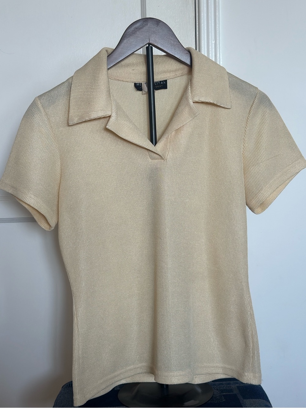 Light Beige Knit Polo Top - Unbranded